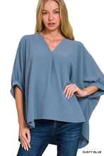 Load image into Gallery viewer, WOVEN AIRFLOW V-NECK PUFF HALF SLEEVE TOP
