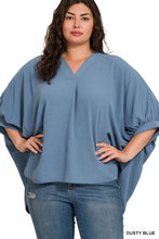 Load image into Gallery viewer, WOVEN AIRFLOW V-NECK PUFF HALF SLEEVE TOP
